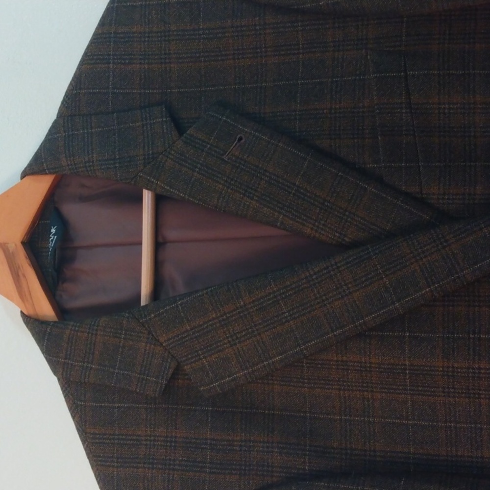 Jos. A. Bank Signature Collection Brown Wool Plaid/Glen Check Sport Jacket 42R - Picture 2 of 14